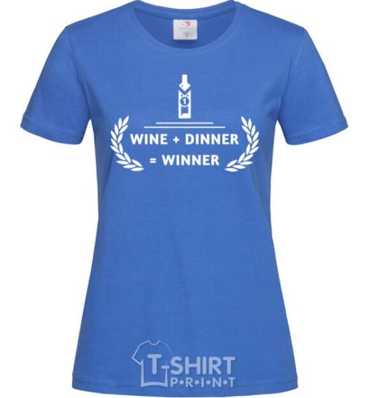 Женская футболка wine dinner winner Ярко-синий фото