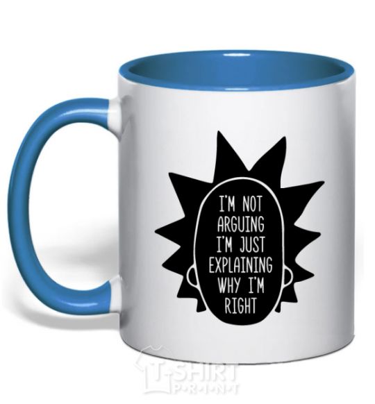 Mug with a colored handle Rick and Morty im not arguing silhouette royal-blue фото