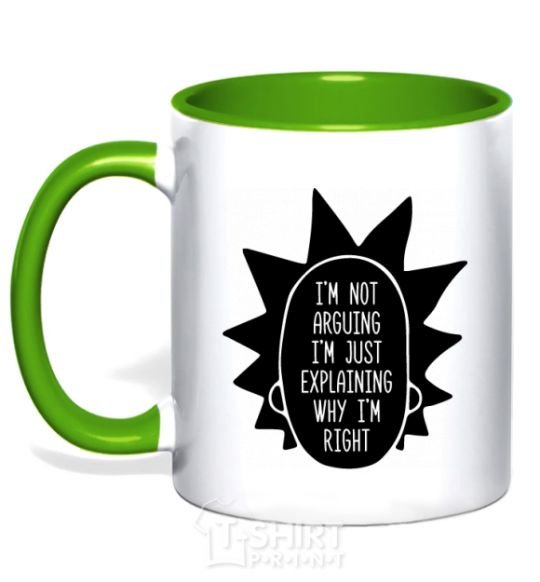 Mug with a colored handle Rick and Morty im not arguing silhouette kelly-green фото