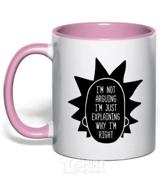 Mug with a colored handle Rick and Morty im not arguing silhouette light-pink фото