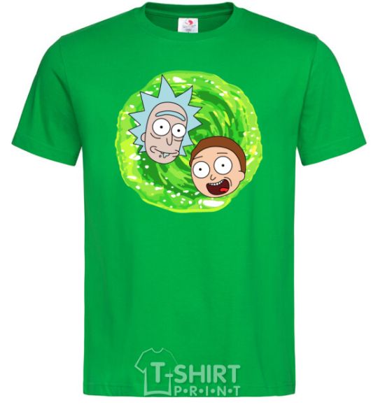 Men's T-Shirt Rick and Morty RIck and Morty portal kelly-green фото