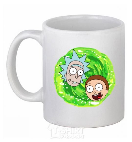 Чашка керамическая Рик и морти RIck and Morty портал Белый фото