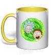 Чашка с цветной ручкой Рик и морти RIck and Morty портал Солнечно желтый фото