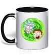 Mug with a colored handle Rick and Morty RIck and Morty portal black фото