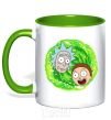 Mug with a colored handle Rick and Morty RIck and Morty portal kelly-green фото