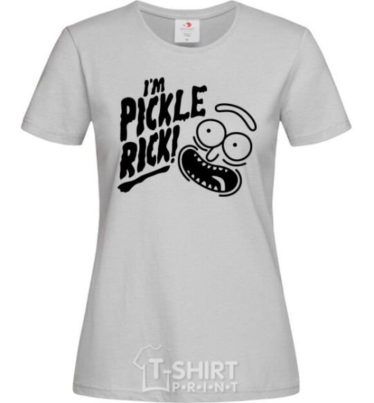 Women's T-shirt Pickle Rick grey фото