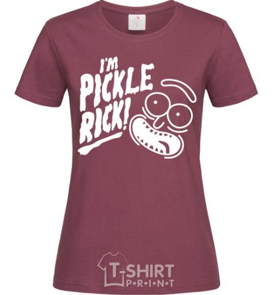 Women's T-shirt Pickle Rick burgundy фото