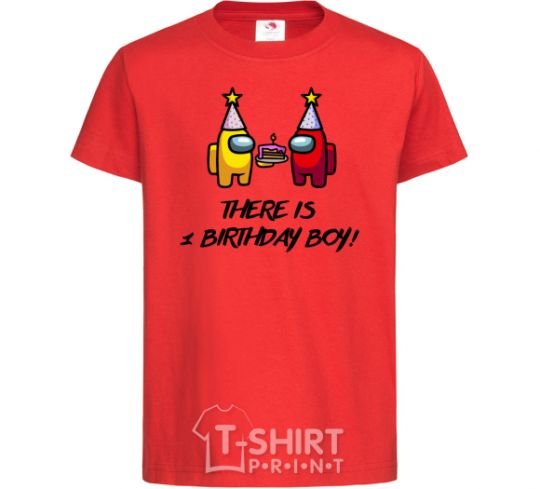 Детская футболка Among us birthday boy именинник Красный фото