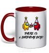 Mug with a colored handle Among us birthday boy birthday boy red фото