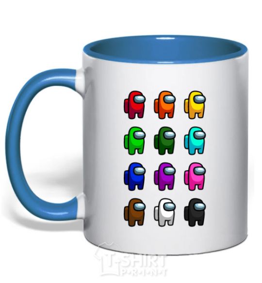 Mug with a colored handle Among us emong ace royal-blue фото