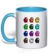 Mug with a colored handle Among us emong ace sky-blue фото