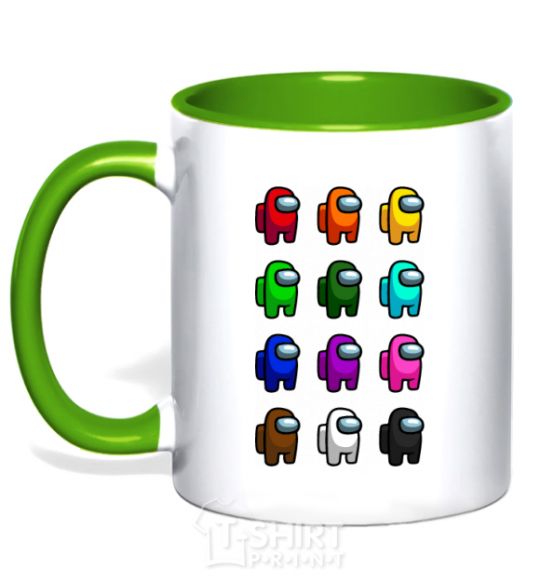 Mug with a colored handle Among us emong ace kelly-green фото