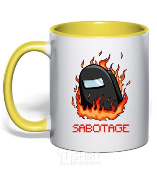 Mug with a colored handle Among us sabotage sabotage yellow фото