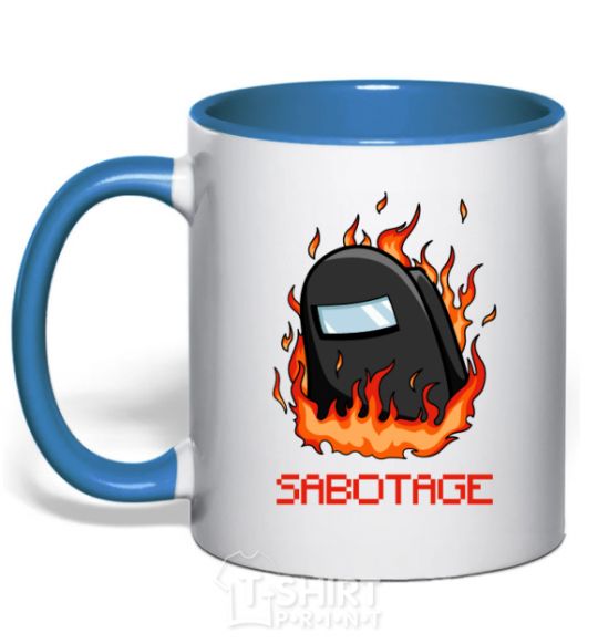 Mug with a colored handle Among us sabotage sabotage royal-blue фото