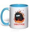 Mug with a colored handle Among us sabotage sabotage sky-blue фото