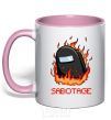 Mug with a colored handle Among us sabotage sabotage light-pink фото