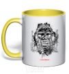 Mug with a colored handle Iron maiden creeptonic yellow фото