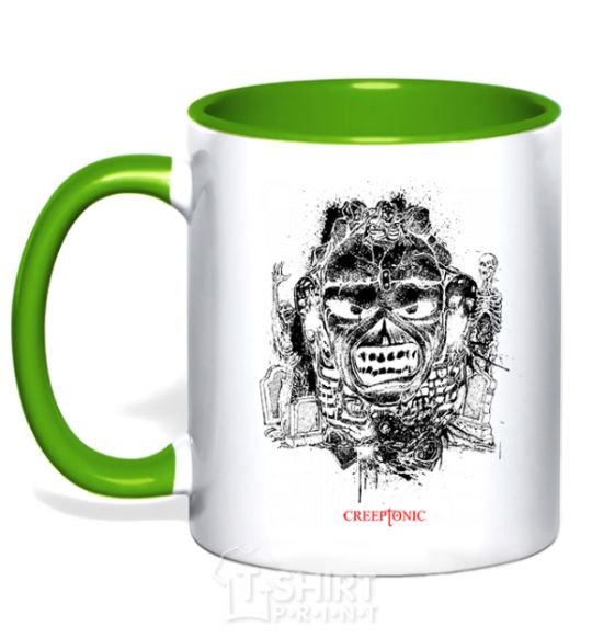 Mug with a colored handle Iron maiden creeptonic kelly-green фото