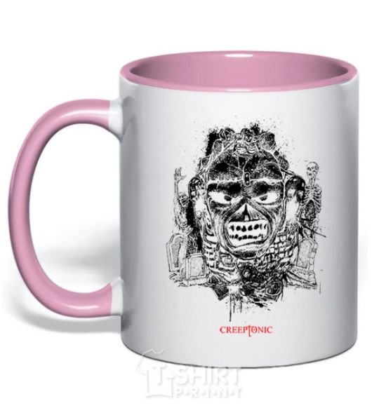 Mug with a colored handle Iron maiden creeptonic light-pink фото