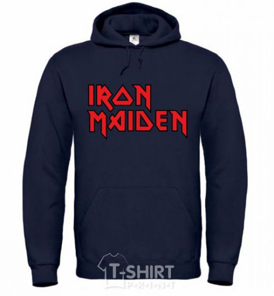 Men`s hoodie Iron Maiden logo navy-blue фото