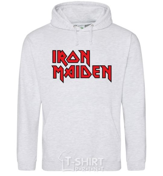 Мужская толстовка (худи) Iron Maiden logo Серый меланж фото