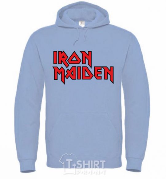 Men`s hoodie Iron Maiden logo sky-blue фото