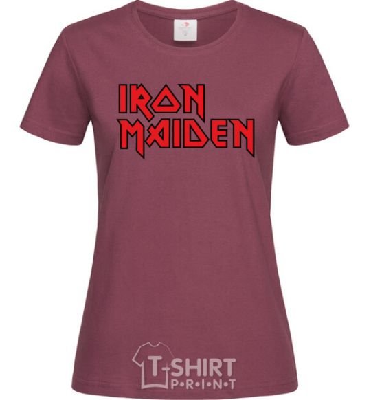 Women's T-shirt Iron Maiden logo burgundy фото