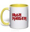 Mug with a colored handle Iron Maiden logo yellow фото