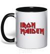 Mug with a colored handle Iron Maiden logo black фото