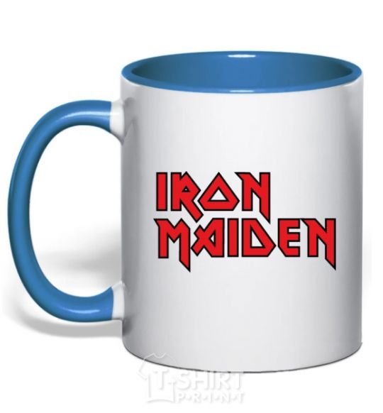 Mug with a colored handle Iron Maiden logo royal-blue фото