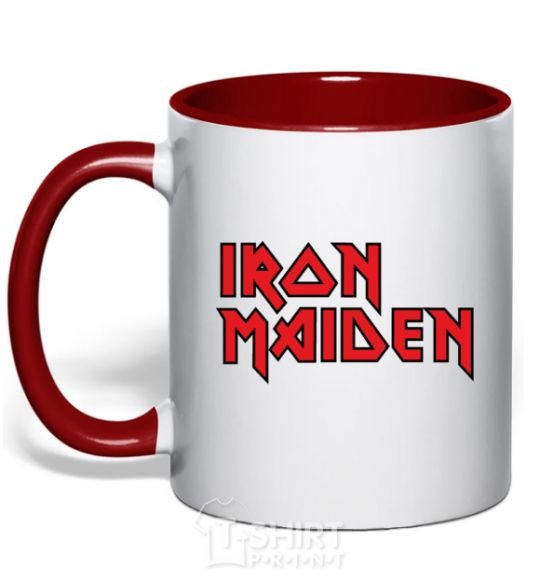 Чашка с цветной ручкой Iron Maiden logo Красный фото