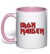 Mug with a colored handle Iron Maiden logo light-pink фото