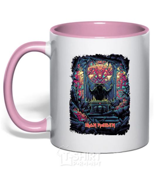 Mug with a colored handle Iron maiden revelations light-pink фото