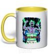 Mug with a colored handle Iron maiden speed of light yellow фото