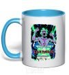 Mug with a colored handle Iron maiden speed of light sky-blue фото