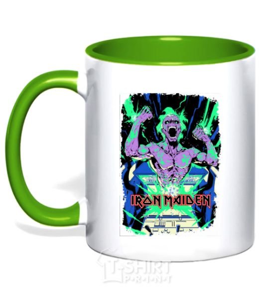 Mug with a colored handle Iron maiden speed of light kelly-green фото