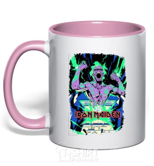Mug with a colored handle Iron maiden speed of light light-pink фото