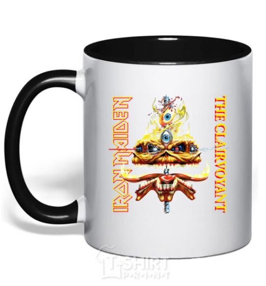 Mug with a colored handle Iron maiden the clairvoyant black фото