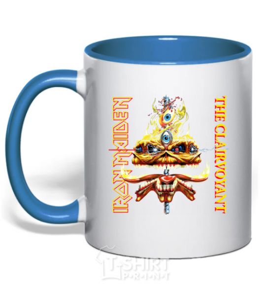 Mug with a colored handle Iron maiden the clairvoyant royal-blue фото