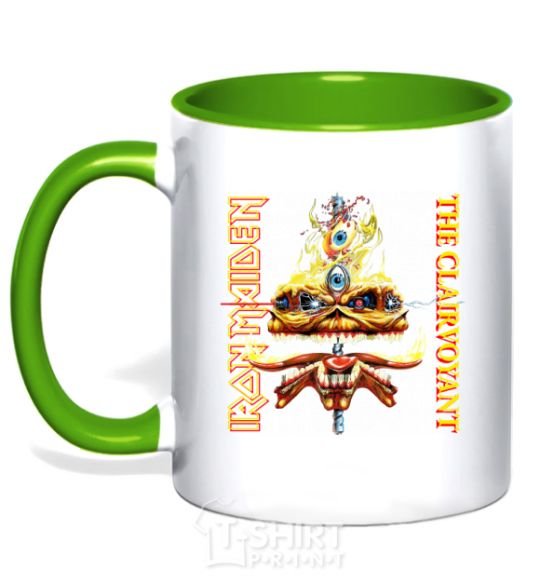 Mug with a colored handle Iron maiden the clairvoyant kelly-green фото