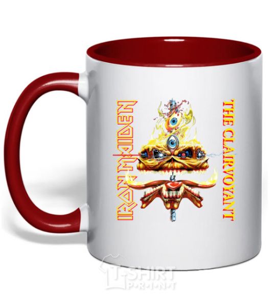 Mug with a colored handle Iron maiden the clairvoyant red фото