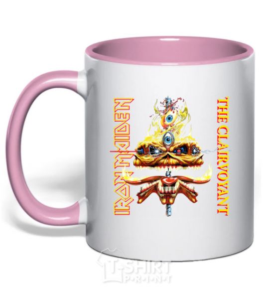 Mug with a colored handle Iron maiden the clairvoyant light-pink фото