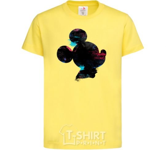 Детская футболка Микки маус силует краски Лимонный фото