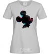 Women's T-shirt Mickey Mouse silhouette paint grey фото