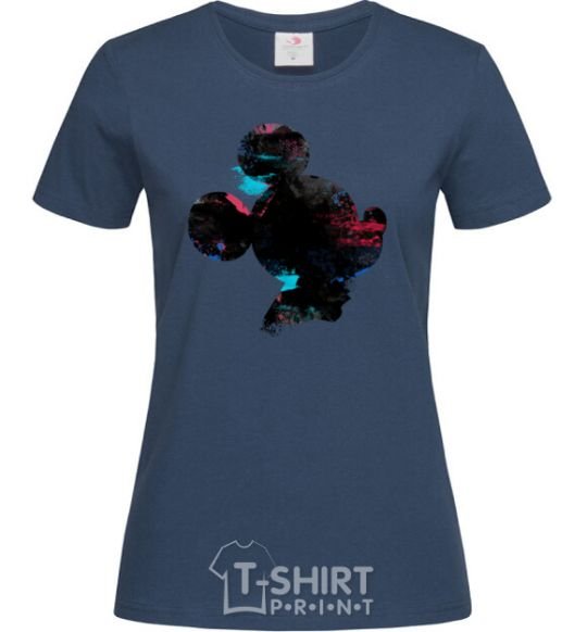 Women's T-shirt Mickey Mouse silhouette paint navy-blue фото