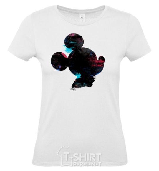 Women's T-shirt Mickey Mouse silhouette paint White фото