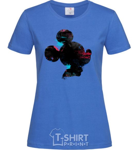 Women's T-shirt Mickey Mouse silhouette paint royal-blue фото