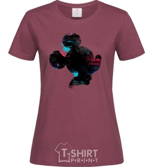 Women's T-shirt Mickey Mouse silhouette paint burgundy фото