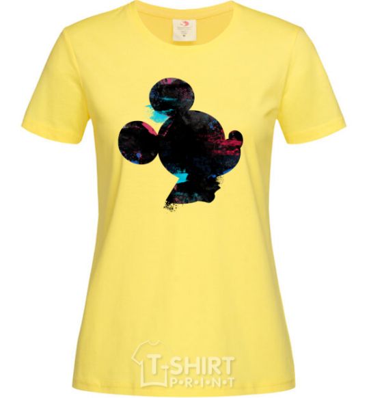 Women's T-shirt Mickey Mouse silhouette paint cornsilk фото