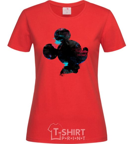 Women's T-shirt Mickey Mouse silhouette paint red фото